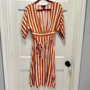 Forever 21 Tangerine and Cream Striped Dress